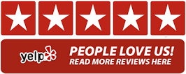 A red and white star with people looking for reviews.